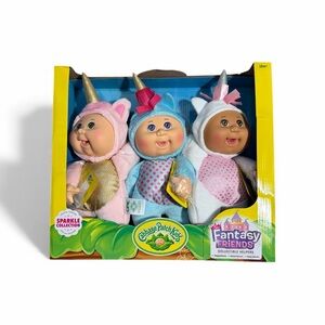 NWT Cabbage Patch Kids Fantasy Friends 9" Unicorn Helpers 3-Pack Sparkle Set